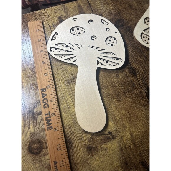 Mushroom Bundle (3) Wall Hanging Art Rattan Style Vintage Retro Natural Wood - Picture 10 of 14